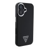 Guess для iPhone 16 чехол PU Grained leather Triangle metal logo Hard Black (MagSafe)