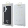 Guess для iPhone 16 чехол PU Grained leather Triangle metal logo Hard Black (MagSafe)