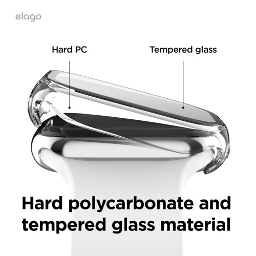 Elago для Apple Watch 46 mm чехол Clear Shield case+9H glass Clear