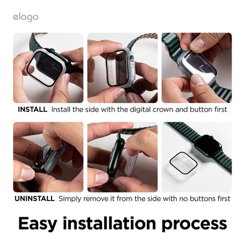 Elago для Apple Watch 46 mm чехол Clear Shield case+9H glass Clear