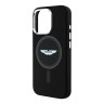 Aston Martin для iPhone 16 Pro Max чехол Liquid Silicone Grey Circle Metal Cam Hard Black (MagSafe)