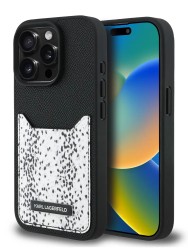 Karl Lagerfeld для iPhone 15 Pro Max чехол Cardslot PU Grained leather Leopard pocket Hard Black