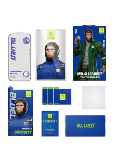 BlueO стекло для iPhone 17 Pro/17/16 Pro, Anti-glare Matte Anti-Static Dustproof receiver Black