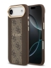Guess для iPhone Air чехол PU 4G Stripe Classic metal logo Gold camera Hard Brown (MagSafe)
