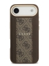 Guess для iPhone Air чехол PU 4G Stripe Classic metal logo Gold camera Hard Brown (MagSafe)