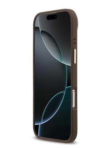 Guess для iPhone Air чехол PU 4G Stripe Classic metal logo Gold camera Hard Brown (MagSafe)