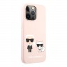 Чехол Lagerfeld Liquid silicone Karl & Choupette Hard для iPhone 13 Pro Max, розовый