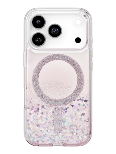 Uniq для iPhone 17 Pro чехол COEHL Resin Solea Glitter Hearts (MagSafe)
