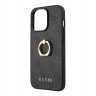 Чехол Guess PU 4G + Ring Hard для iPhone 13 Pro, серый