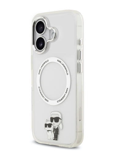 Karl Lagerfeld для iPhone 17 чехол IML NFT Karl & Choupette Metal ring & Cam прозрачный (MagSafe)