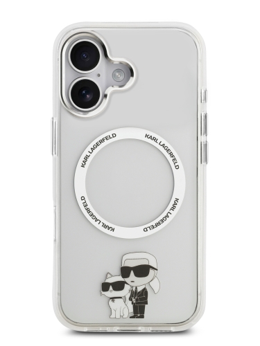 Karl Lagerfeld для iPhone 17 чехол IML NFT Karl & Choupette Metal ring & Cam прозрачный (MagSafe)