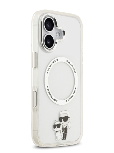 Karl Lagerfeld для iPhone 17 чехол IML NFT Karl & Choupette Metal ring & Cam прозрачный (MagSafe)