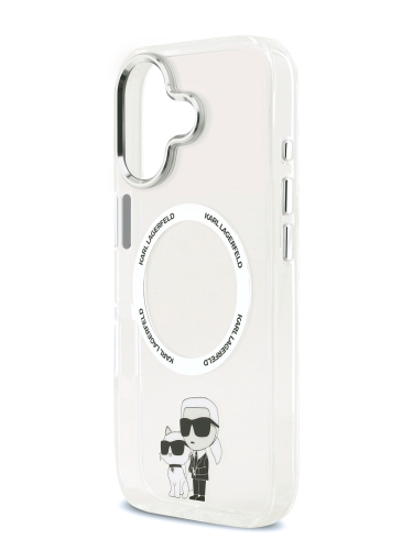 Karl Lagerfeld для iPhone 17 чехол IML NFT Karl & Choupette Metal ring & Cam прозрачный (MagSafe)
