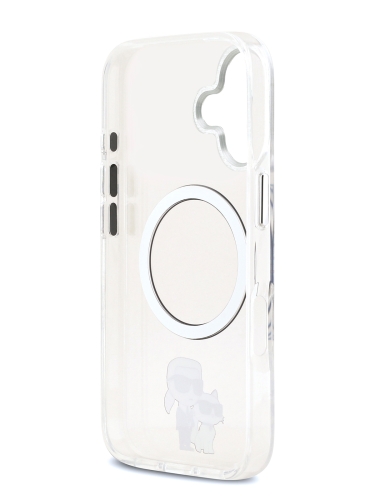Karl Lagerfeld для iPhone 17 чехол IML NFT Karl & Choupette Metal ring & Cam прозрачный (MagSafe)