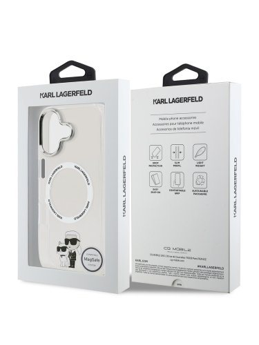 Karl Lagerfeld для iPhone 17 чехол IML NFT Karl & Choupette Metal ring & Cam прозрачный (MagSafe)
