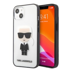Чехол Karl Lagerfeld Ikonik Karl Hard Transparent для iPhone 13, черная рамка