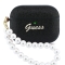 Guess для Airpods Pro 3 чехол Glitter flakes Metal logo with Pearl hand strap Black