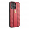 Чехол Ferrari PU Carbon/Smooth with metal logo Hard для iPhone 13 Pro, красный