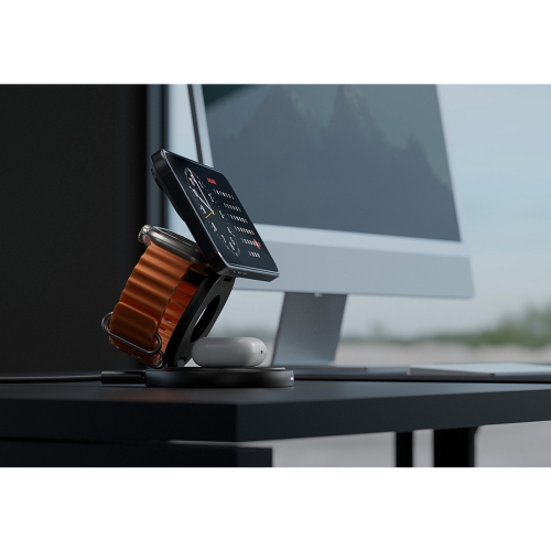 Energea Беспроводное СЗУ Bazic GoMag GYRO, 3-in-1 magnetic foldable 360 rotating Qi2.2 25W Gunmetal