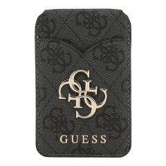 Guess магн. бумажник-стенд Wallet MagSafe Cardslot Stand with Mirror PU 4G Big metal logo Black