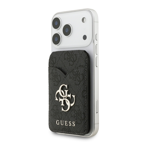 Guess магн. бумажник-стенд Wallet MagSafe Cardslot Stand with Mirror PU 4G Big metal logo Black