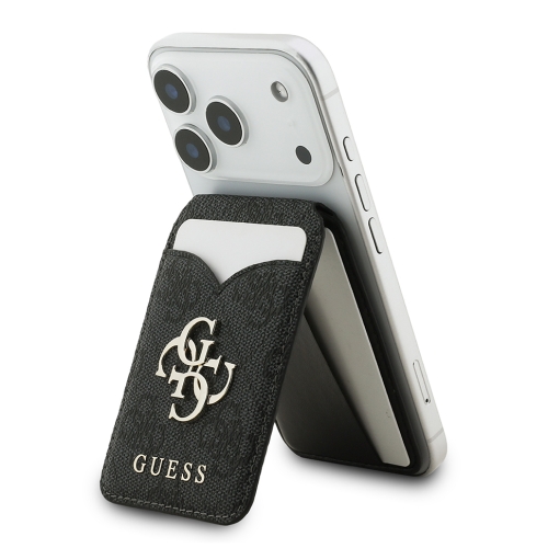 Guess магн. бумажник-стенд Wallet MagSafe Cardslot Stand with Mirror PU 4G Big metal logo Black