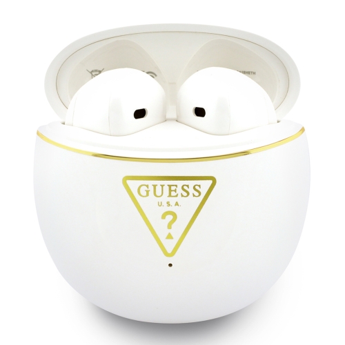 Guess Наушники TWS Bluetooth Round with Printed Triangle logo White