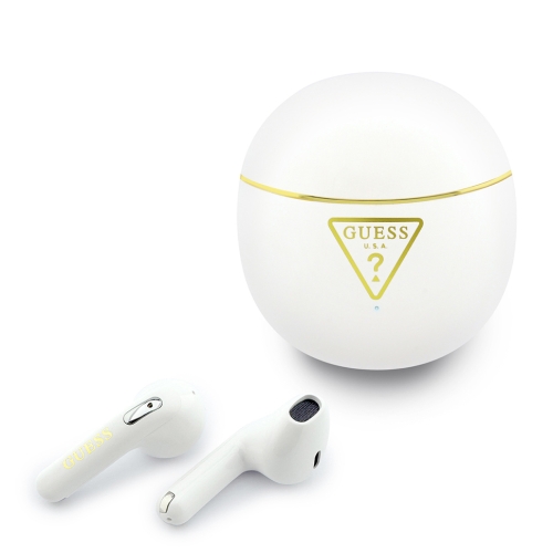 Guess Наушники TWS Bluetooth Round with Printed Triangle logo White