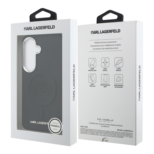 Karl Lagerfeld для Galaxy S26+ чехол PU Debossed Initials Metal camera Hard Black (MagSafe)