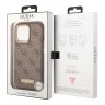 Чехол Guess PU 4G Plate metal logo Hard для iPhone 13 Pro, коричневый (Magsafe)