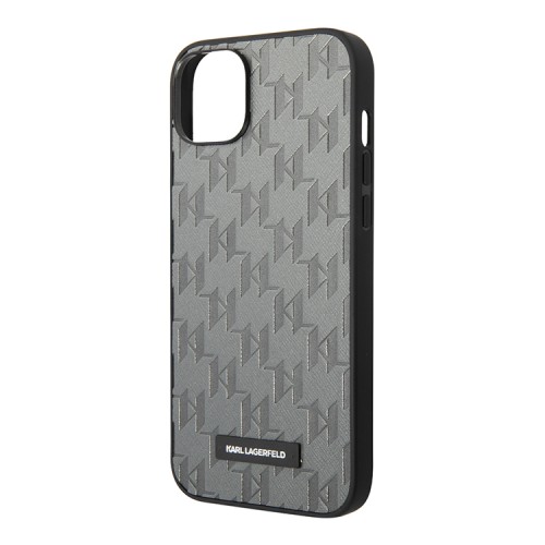 Чехол Lagerfeld PU Saffiano Monogram w Metal logo Hard для iPhone 14, серый