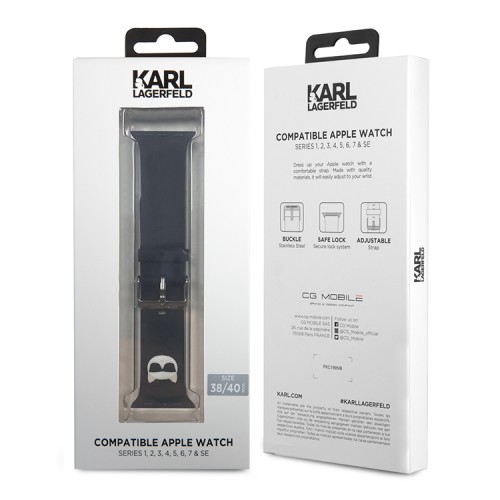 Ремешок Lagerfeld Silicone Choupette head для Apple Watch 42-41-40 mm, черный