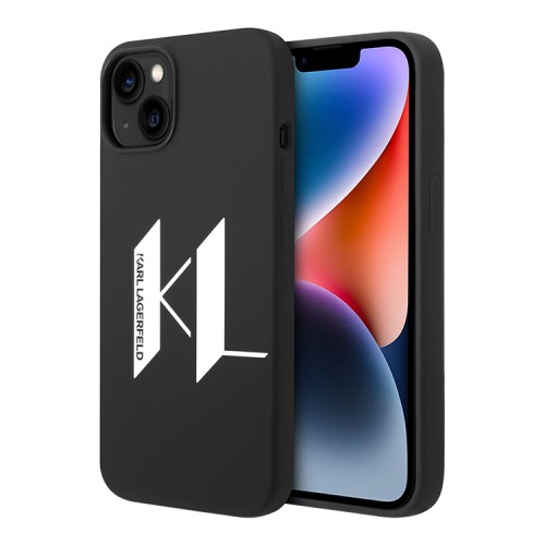 Чехол Lagerfeld Liquid silicone Big KL logo Hard для iPhone 14, черный