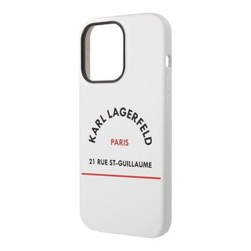 Чехол Lagerfeld Liquid silicone RSG logo Hard для iPhone 14 Pro, белый (MagSafe)