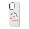 Чехол Lagerfeld Liquid silicone RSG logo Hard для iPhone 14 Pro, белый (MagSafe)