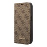 Чехол Guess PU 4G Script metal logo Booktype для iPhone 14 Plus, коричневый