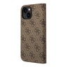 Чехол Guess PU 4G Script metal logo Booktype для iPhone 14 Plus, коричневый