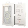 Чехол Guess Marble Hard для iPhone 14 Pro Max, белый/золотой (MagSafe)