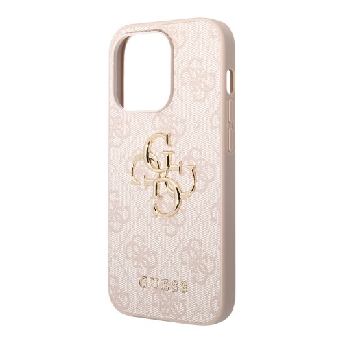 Guess для iPhone 15 Pro чехол PU 4G Big metal logo Hard Pink
