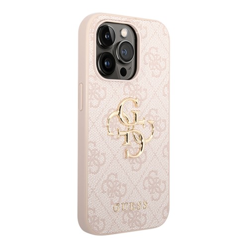 Guess для iPhone 15 Pro чехол PU 4G Big metal logo Hard Pink
