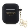 Guess для Airpods 1/2 чехол Liquid silicone with 4G Diamond charm Black