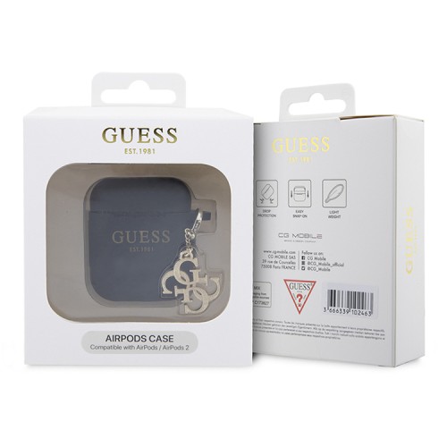 Guess для Airpods 1/2 чехол Liquid silicone with 4G Diamond charm Black