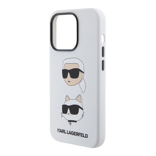 Lagerfeld для iPhone 15 Pro Max чехол Liquid Silicone NFT Karl & Choupette heads Hard White