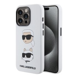 Lagerfeld для iPhone 15 Pro Max чехол Liquid Silicone NFT Karl & Choupette heads Hard White