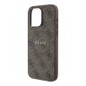 Guess для iPhone 14 Pro Max чехол PU 4G Colored ring Metal logo Hard Brown (MagSafe)