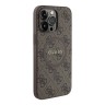 Guess для iPhone 14 Pro Max чехол PU 4G Colored ring Metal logo Hard Brown (MagSafe)