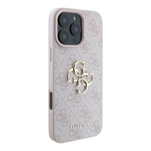 Guess для iPhone 16 Pro Max чехол PU кожа 4G Big metal logo Pink