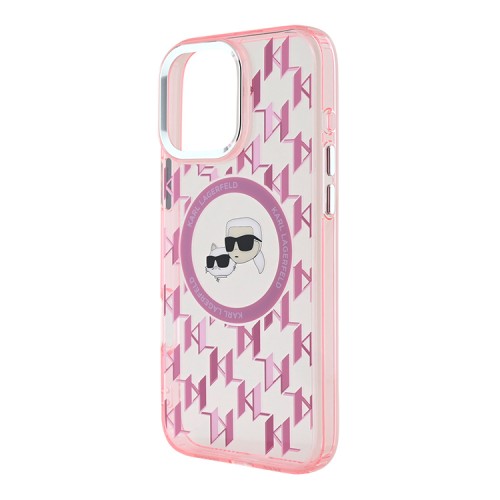 Karl Lagerfeld для iPhone 16 Pro чехол PC/TPU Monogram NFT Karl&Choupette Pink (MagSafe)