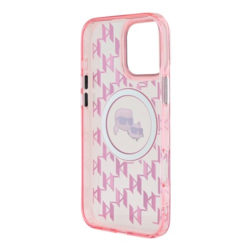 Karl Lagerfeld для iPhone 16 Pro чехол PC/TPU Monogram NFT Karl&Choupette Pink (MagSafe)