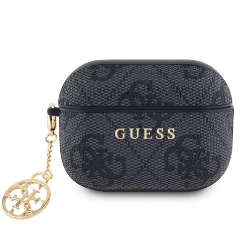 Guess для Airpods Pro 2 чехол PU leather 4G with Classic metal logo and Charm Black